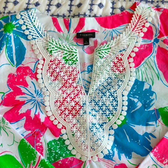 Talbots, Colorful Tunic with Embroidery Detail, Size L, Worn Once - Picture 2 of 3